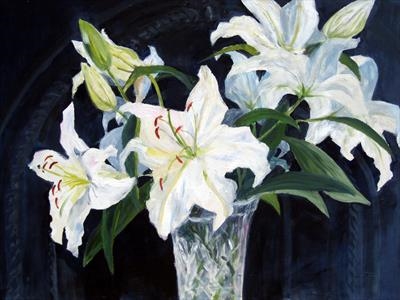 Lilies by the Fireplace