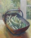 Runner Beans by Sarah Luton, Painting, Oil on Linen