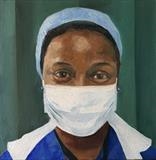 Uju, Theatre Recovery nurse by Sarah Luton, Painting, Oil on Linen